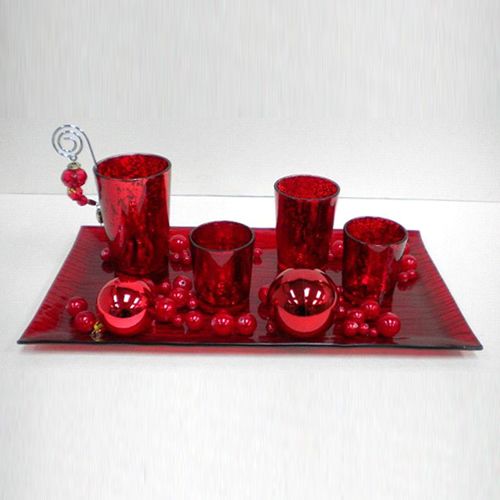 Glass Tray Deco Set Red at Kmart.com