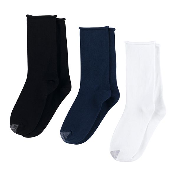 Silvertoe Plus Size 3pack Roll Top Jersey Socks