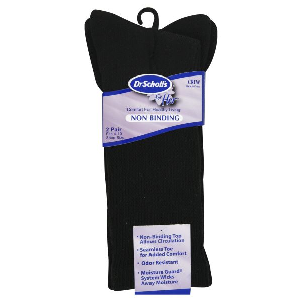 Dr. Scholl's For Her Socks, Crew, Size 9-11, Black, 2 pair at Sears.com