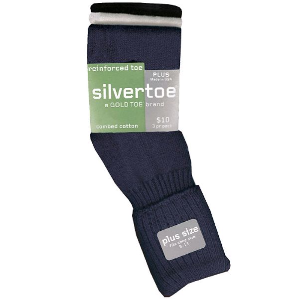Silvertoe Turncuff Plus Socks Dark Assorted