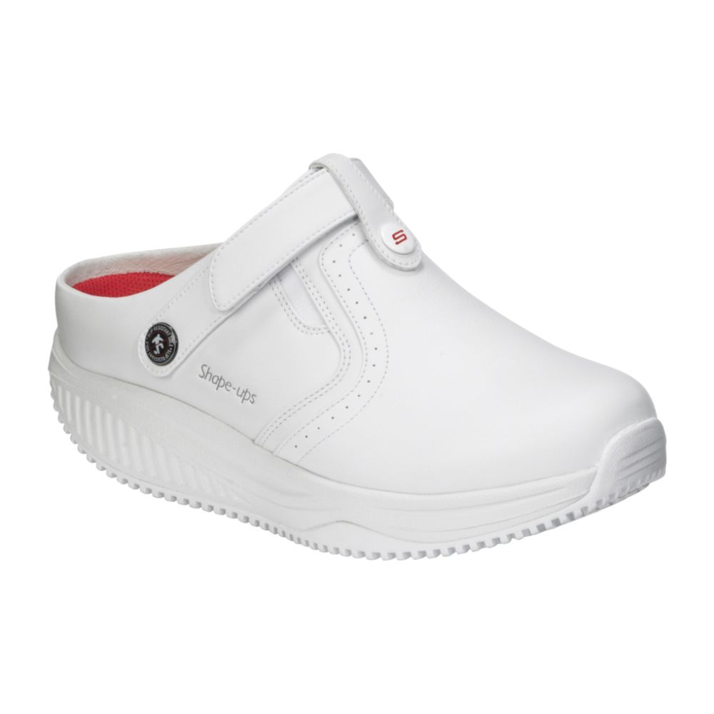 Women Slip Work Shoes on Skechers Women S Shape Ups Slip Resistant Work Slingback   White