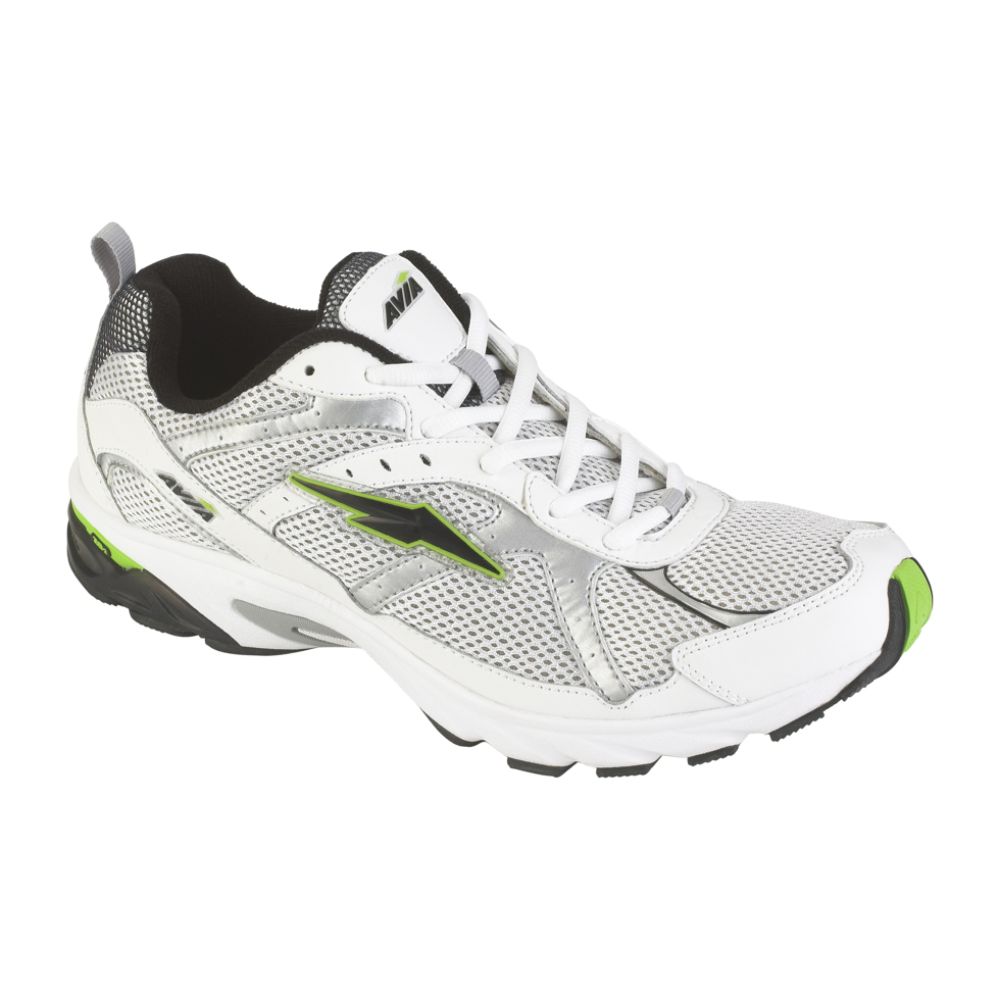 Avia Men's Running Shoe-White/Black/Lime/Silver