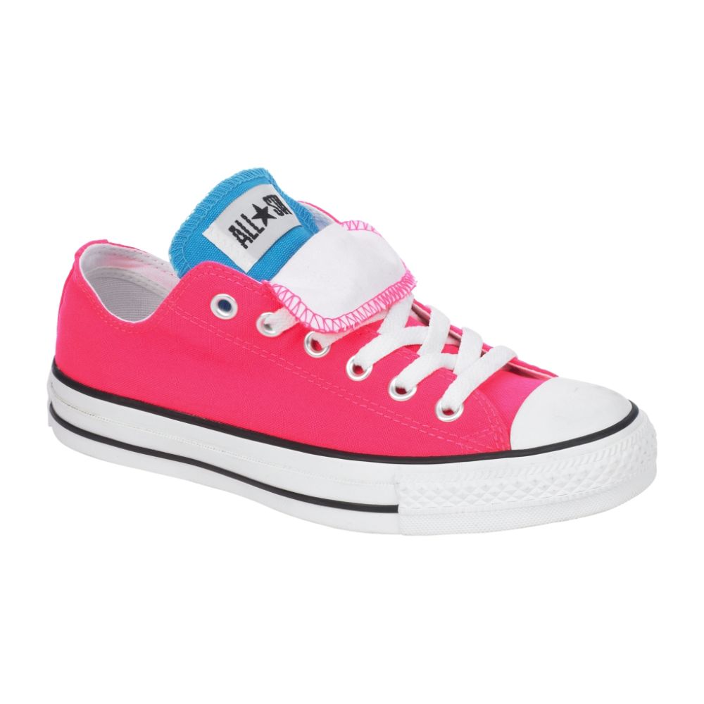 Converse Blue on Converse Women S Chuck Taylor All Star Double Tongue Ox   Pink  White