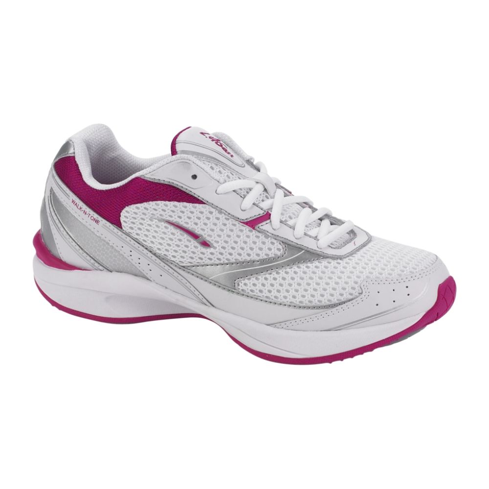 Workout Shoes  Women on La Gear Women S Walk N Tone Prediction Fitness Shoe   White Silver