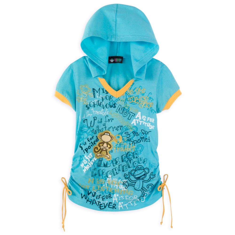 Bobby Jack Girl's 7-16 Short Sleeve Hoodie Tee "A Is For Attitude"