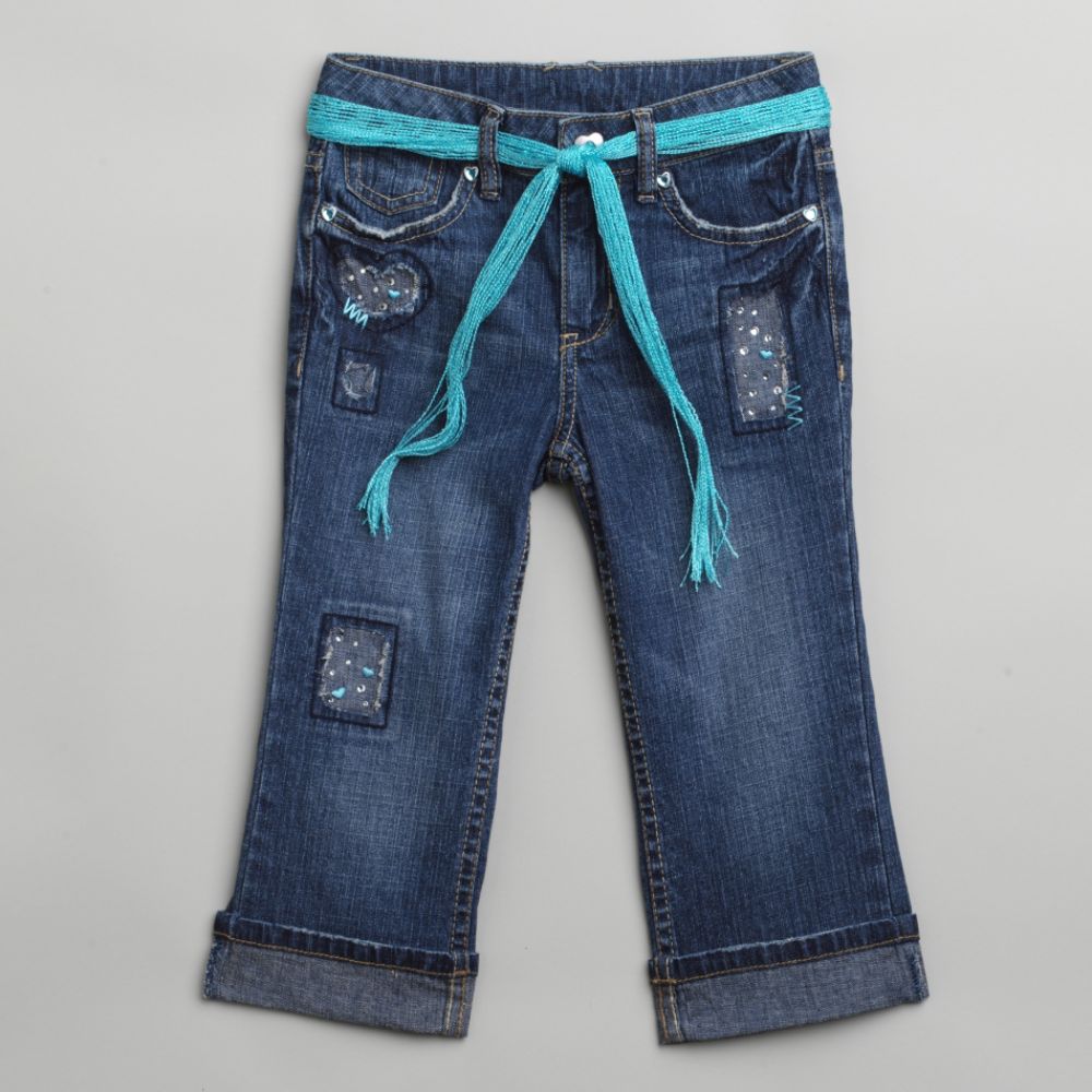 Canyon River Blues Girl's Plus Cuffed Denim Capri with Belt