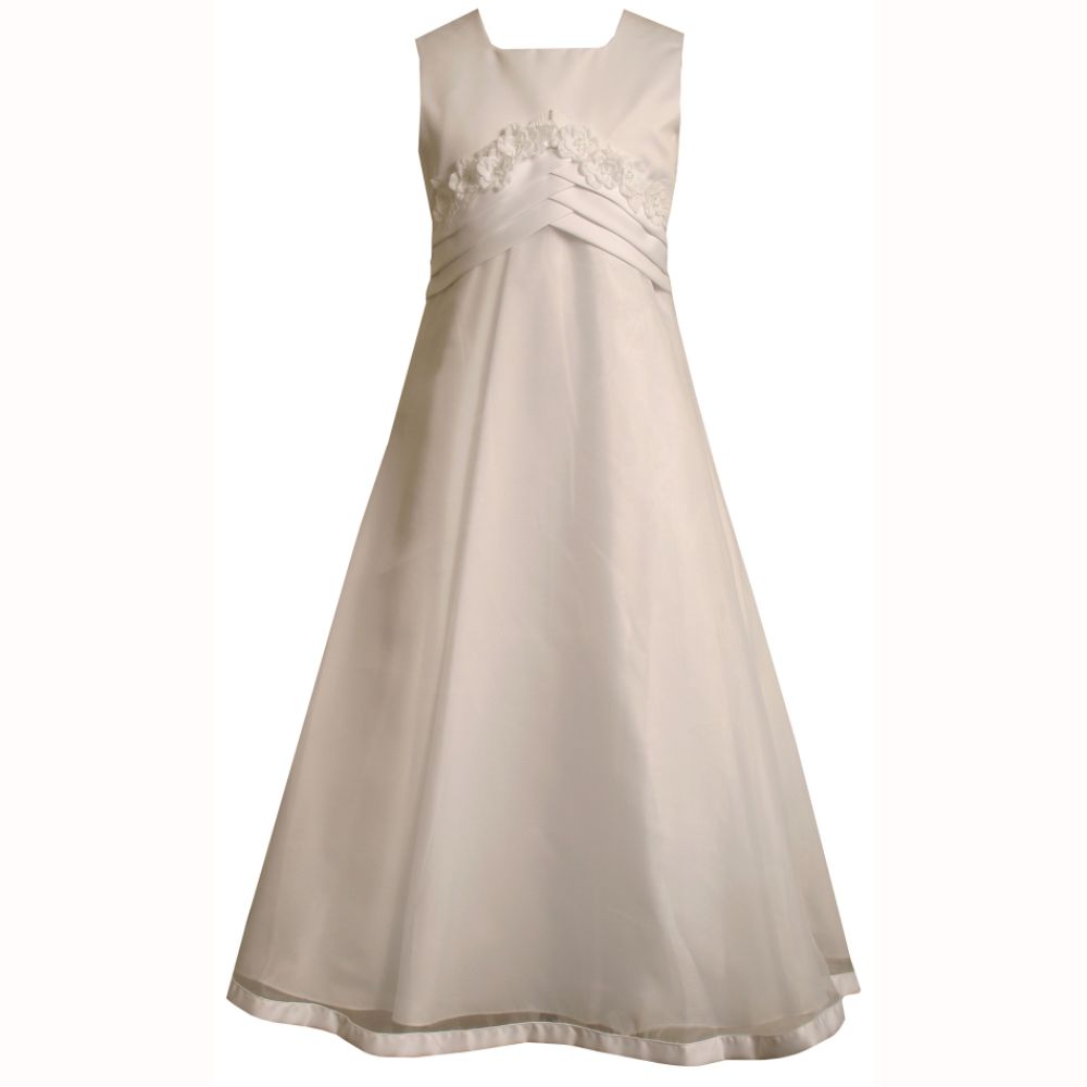 Jessica Ann Girl's 7-12 Sleeveless Satin Bodice Communion Dress