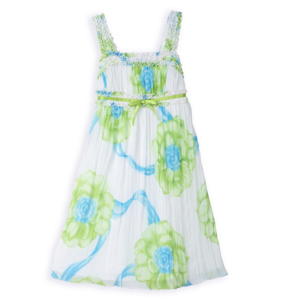 Emily West Girl's Plus Sleeveless Crinkle Chiffon Water Color Floral Dress