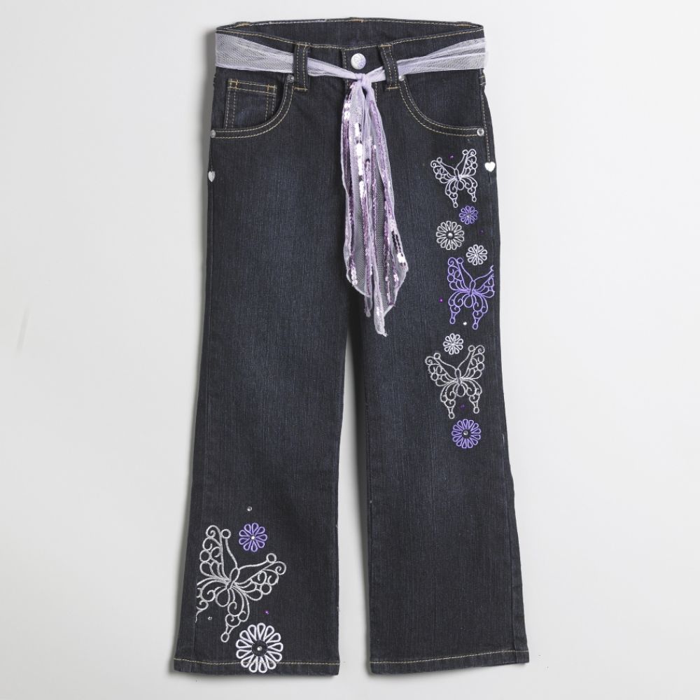 Toughskins Girl's 4-6x Embroidered Boot Cut Denim Jeans