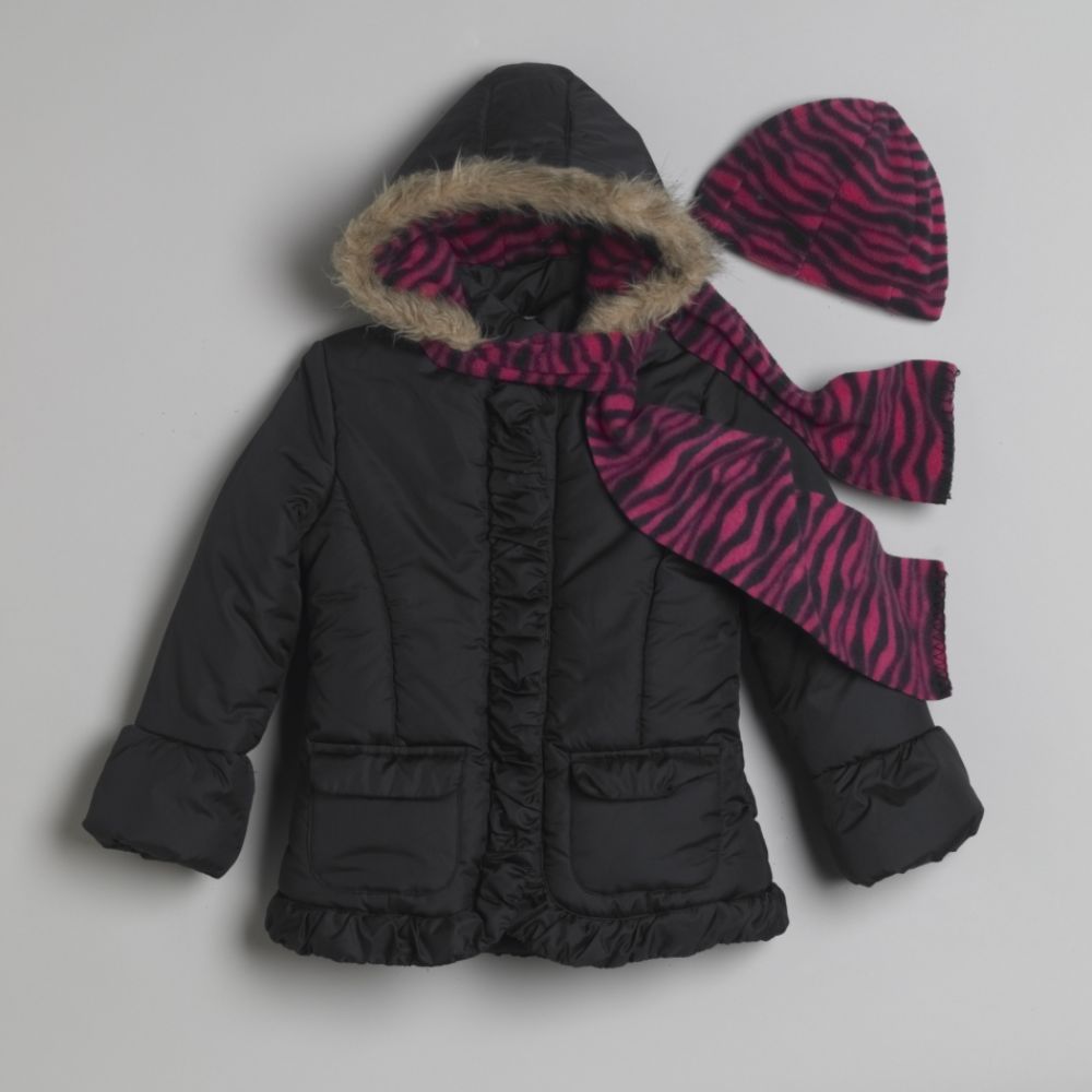 Pink Platinum Girl's 7-16 Zebra Print Puffer Jacket