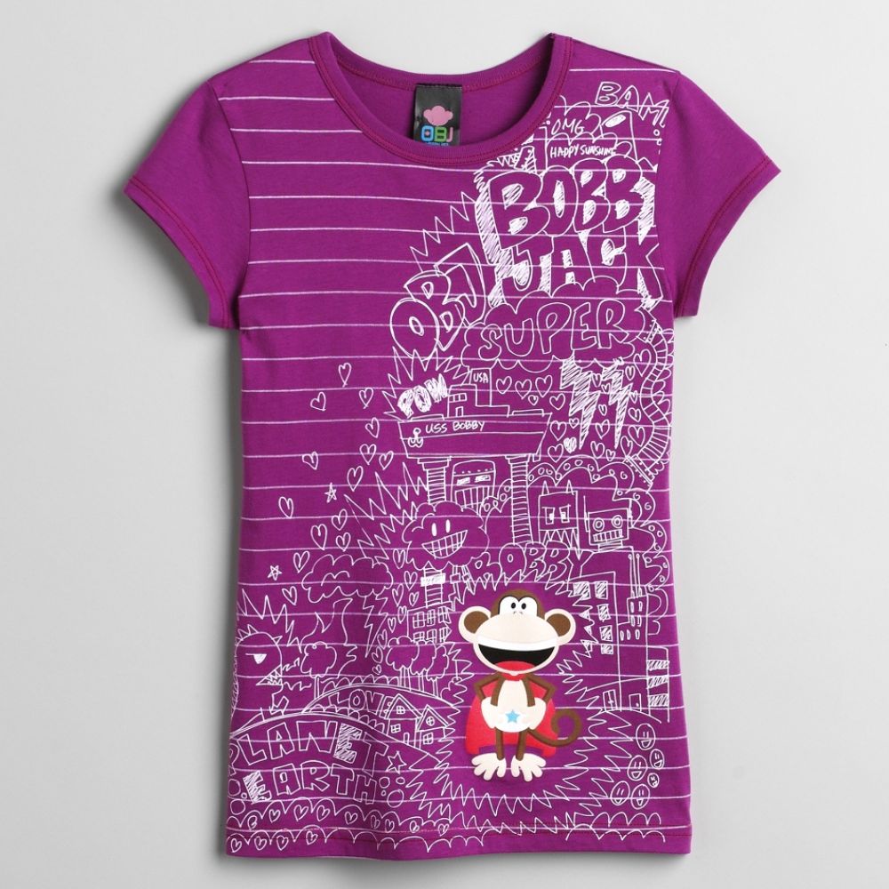 Bobby Jack Girl's Plus Short Sleeve OBJ Crew Neck Screen Tee