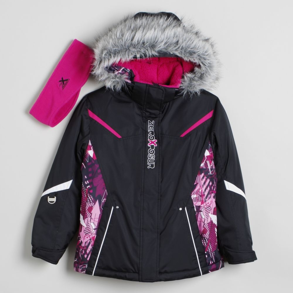 Zero Xposur Girl's 7-16 Printed Hooded Coat with Headband