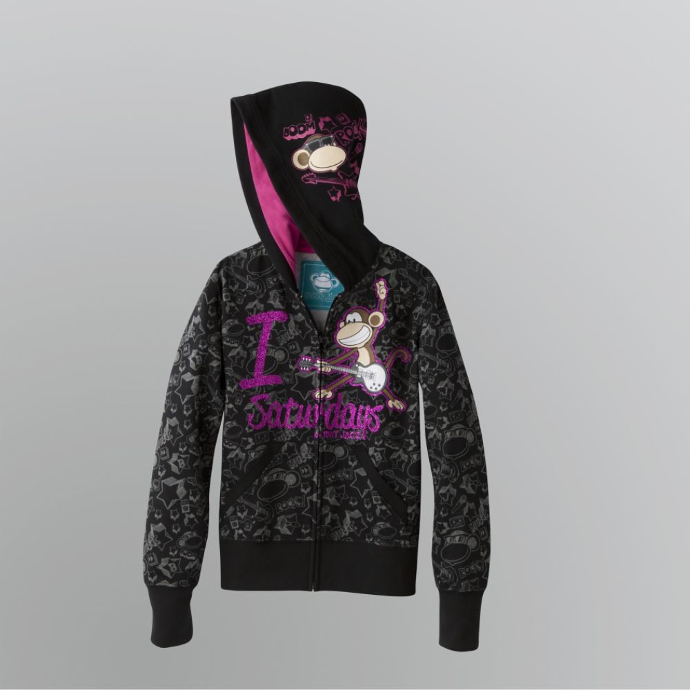 Bobby Jack Girl's 7-16 Zip Front Printed Hoodie