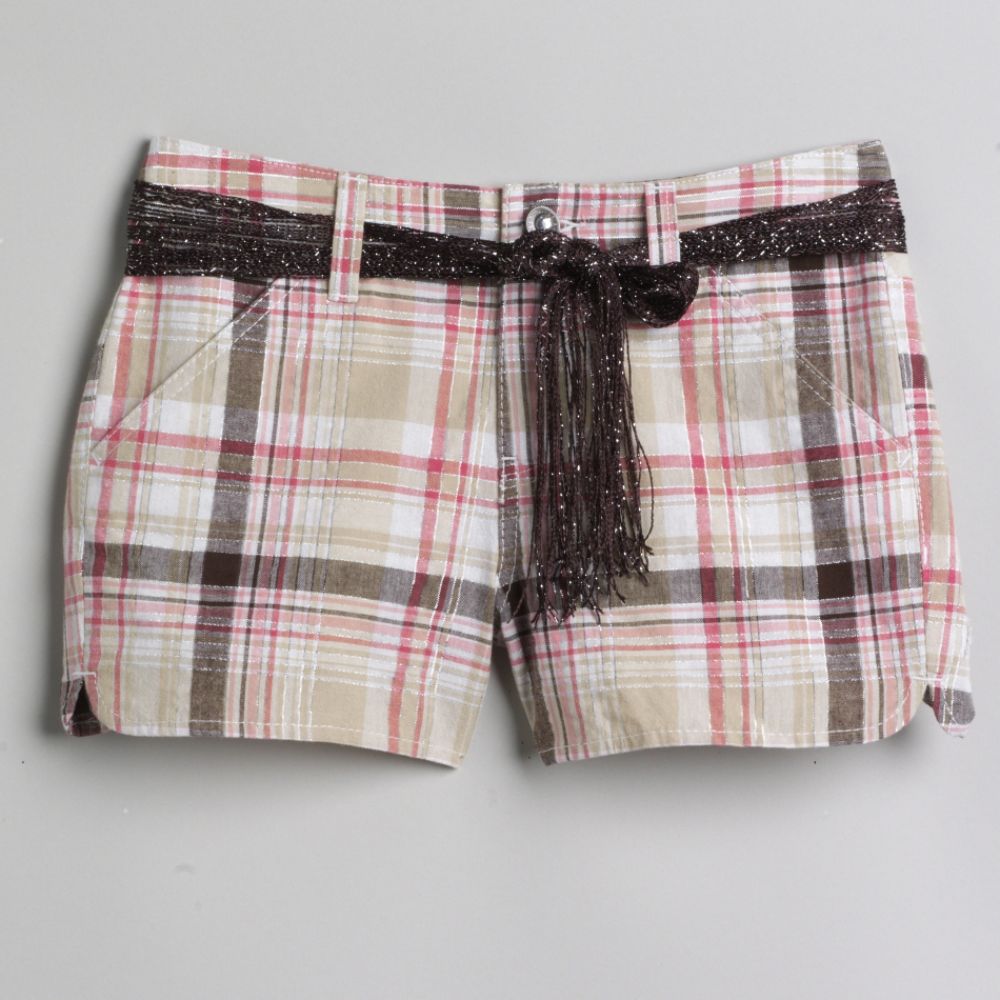 Canyon River Blues Girl's 7-16 Belted Plaid Shorts