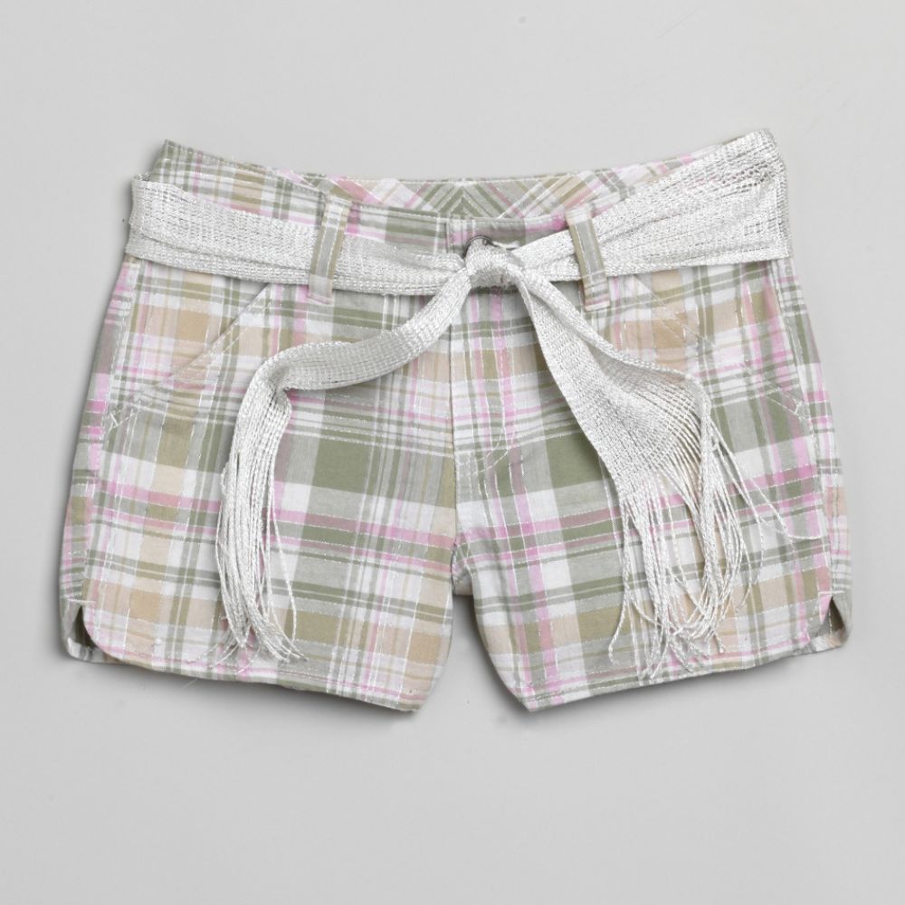 Canyon River Blues Girl's 7-16 Belted Plaid Shorts