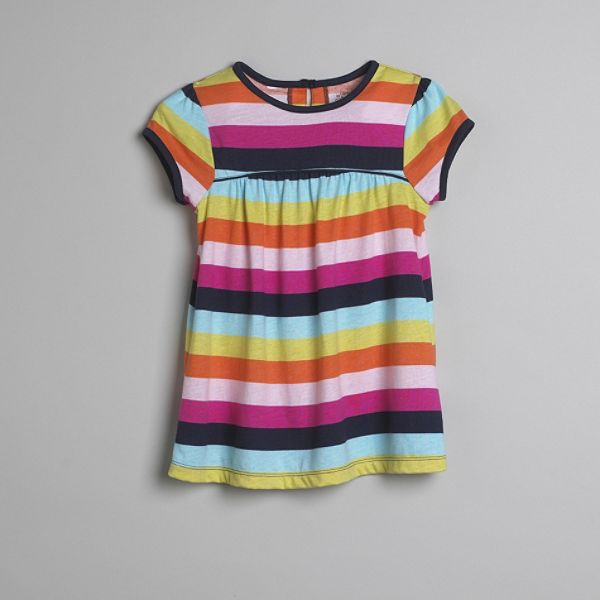 Carters Girls 4 6x Short Sleeve Striped Yoke Front Top