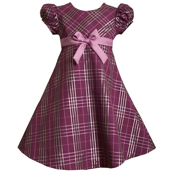 Ashley Ann Girls 4 6x Short Sleeve Lurex Plaid Dress
