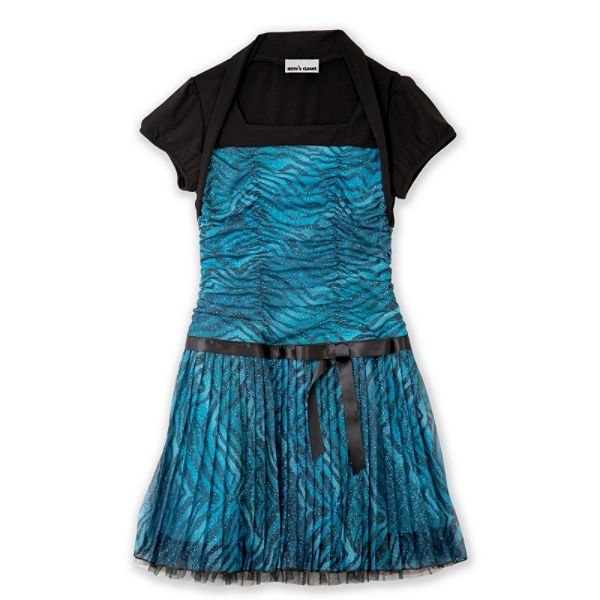 Amys Closet Girls Plus Short Sleeve Animal Print Shrug Dress With