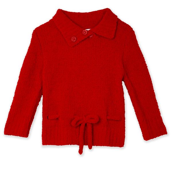 Amys Closet Girls 4 6x Long Sleeve Split Neck Boucle Sweater red