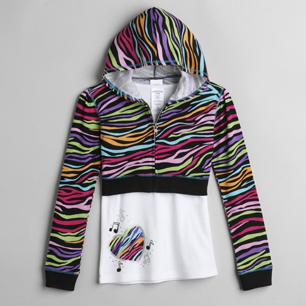 Canyon River Blues Girl's Plus Long Sleeve Hooded Layered Crop Top
