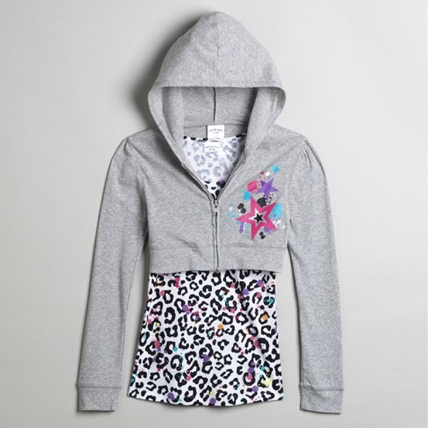 Canyon River Blues Girl's Plus Layered Solid Cropped Hoodie With Tank