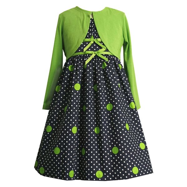 Ashley Ann Girls 4 6x Dotted Party Dress With Long Sleeve Cardigan