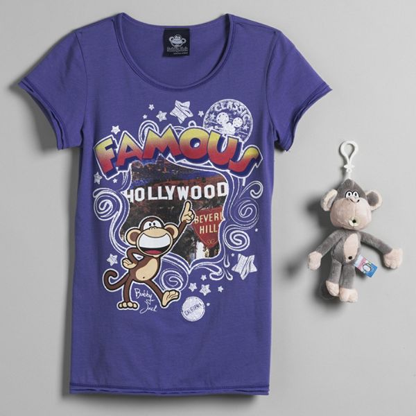 Bobby Jack Girl's 7-16 Screen Tee With Plush Monkey