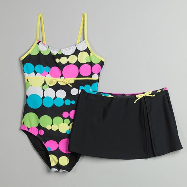 Malibu Dream Girl Girl's Plus Bubble Print One-piece Swim Suit And