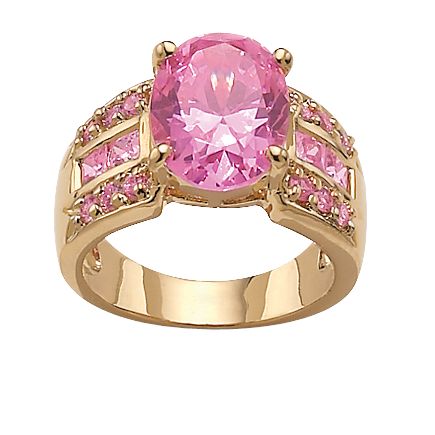 Pink Ice CZ 18k/SS Modern Ring