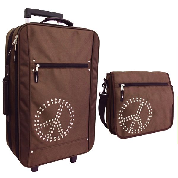 2pc Luggage Brown With Peace Sign 18988940