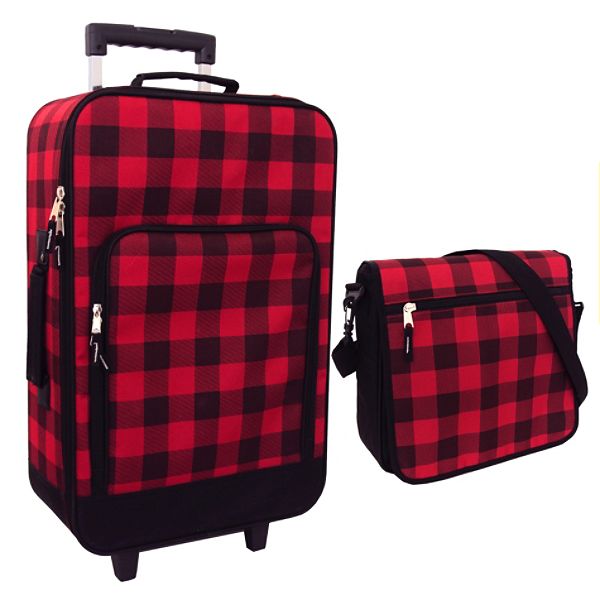 2pc Luggage Set, Red/black Buffalo Plaid 18988980