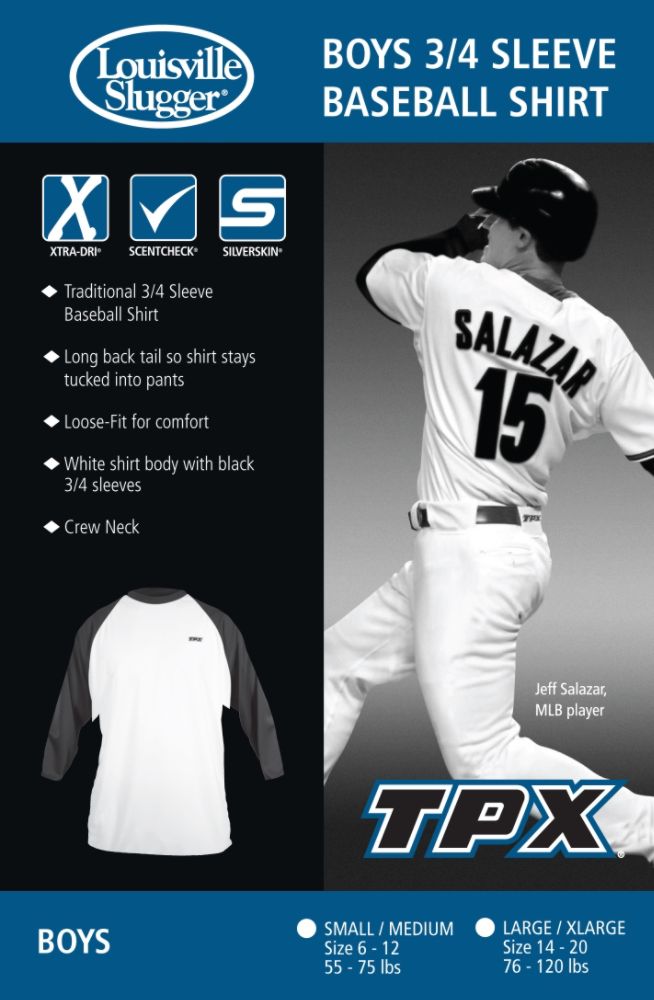 Louisville Slugger Boy's 3/4 Sleeve Baseball Shirt S/M at Sears.com