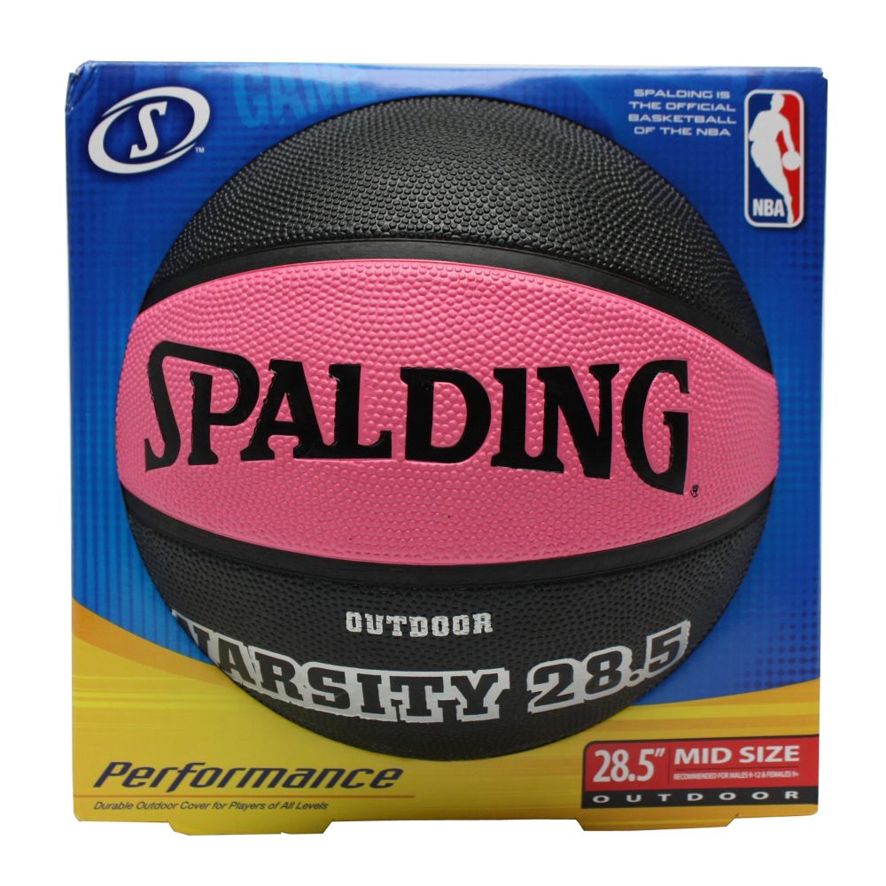 Spalding Varsity Mid Size Outdoor Basketball - Black and Pink - 28.5 Inch