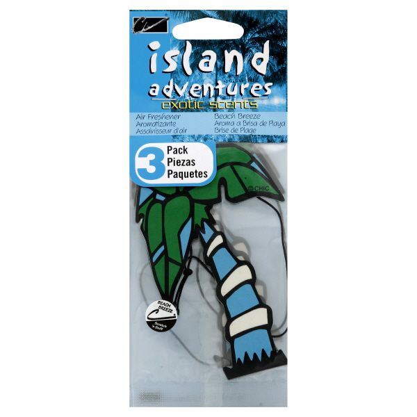 Island Adventures Chic Island Adventures Exotic Scents Air Fresheners, Beach Breeze, 3 air fresheners