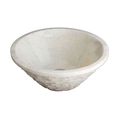 Fontaine Chisled White Marble Stone Vessel Sink