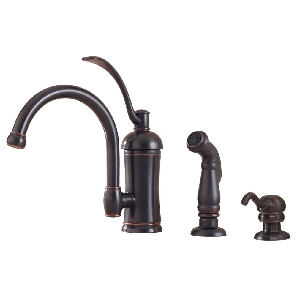 Pfister Amherst Single Kitchen Faucet w+Side Spray and Soap Dispenser