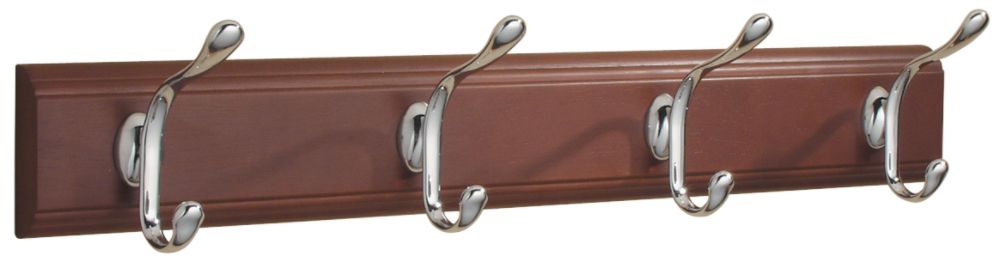 Inter Design Paris Wall Mount 4 Hook Rack - Walnut/Chrome at Sears.com