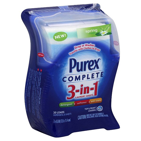 Purex Purex Complete 3-In-1 Laundry Sheets, Spring Oasis, 20 sheets
