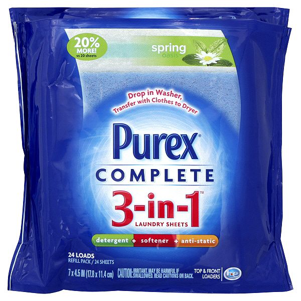 Purex Purex Complete Laundry Sheets, 3-in-1, Spring Oasis, 24 sheets