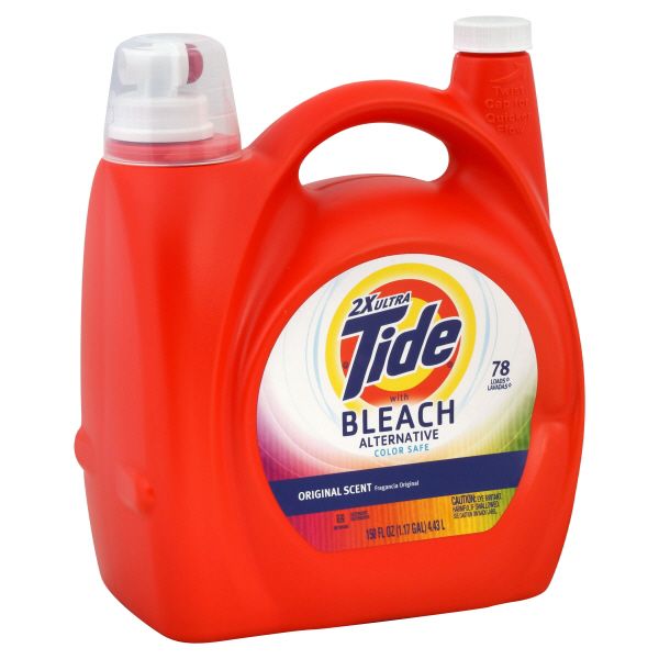 Tide With Bleach Alternative Detergent, 2x Ultra, Color Safe, Original Scent, 150 fl oz (1.17 gl) 4.43 lt