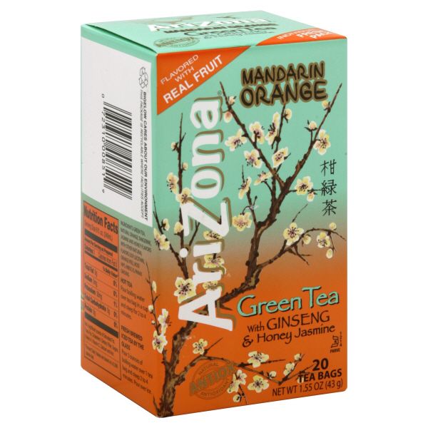 Arizona Green Tea, Mandarin Orange, with Ginseng & Honey Jasmine, 20 tea bags [1.55 oz (43 g)] pack of 6