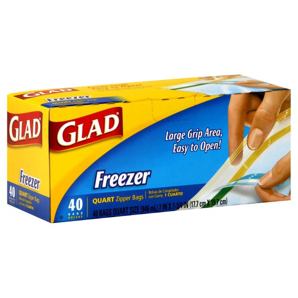 Glad Zipper Bags, Freezer, Quart Size, 40 bags at Kmart.com