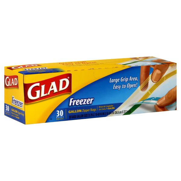 Glad Zipper Bags, Freezer, Gallon Size, 30 bags at Kmart.com