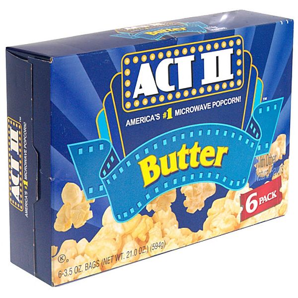 Act Ii Microwave Popcorn, Butter, 6 - 3.5 Oz Bags [21.0 Oz (594 G) ] 33849111
