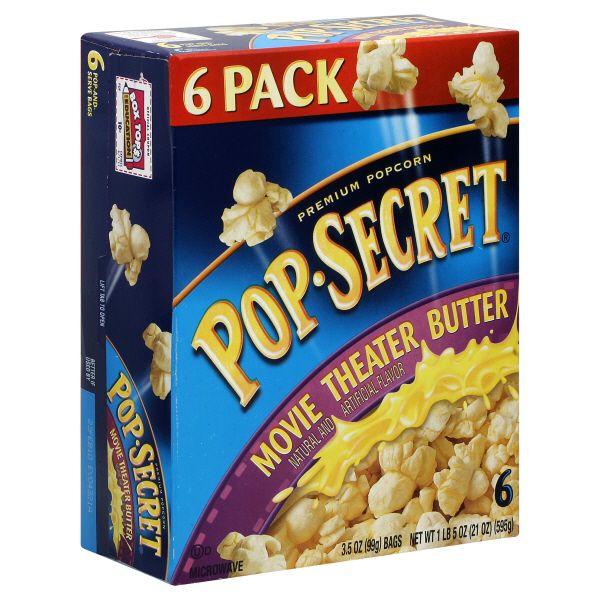 Pop Secret Pop-Secret Popcorn, Premium Movie Theater Butter, 6 - 3.5 oz (99 g) bags [21 oz (1 lb 5 oz) 595 g]