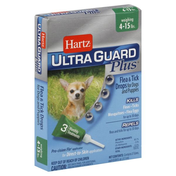 Hartz Ultra Guard Plus Flea & Tick Drops, for Dogs and Puppies Weighing 4-15 lbs, 3 - 0.04 fl oz (1.1 ml) tubes at Kmart.com