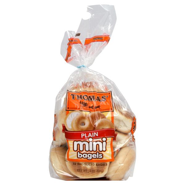 Thomas' Bagels, Mini, Plain, Pre-Sliced, 12 bagels [18 oz (510 g)]