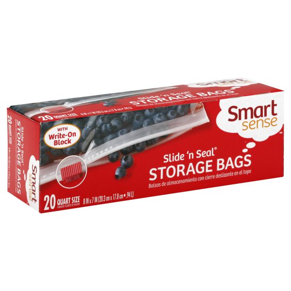 Smart Sense Storage Bags, Slide 'n Seal, Quart Size, 20 bags at Kmart.com