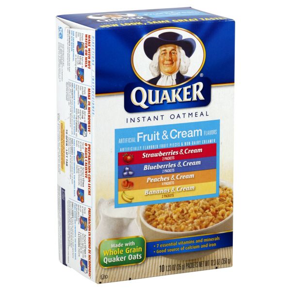 Quaker Instant Oatmeal, Fruit & Cream Variety, 10 - 1.23 oz (35 g) packets [12.3 oz (350 g)]