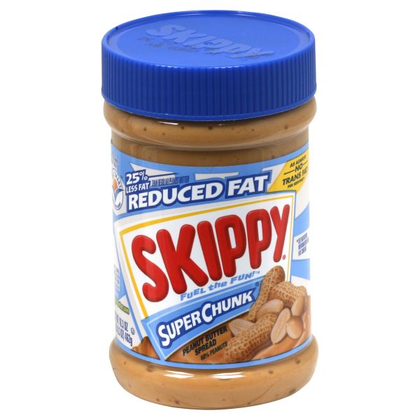 Skippy Super Chunk Peanut Butter Spread, Reduced Fat, 16.3 oz (1 lb 0.3 oz) 462 g